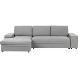 Canapé-lit d'Angle à Droite en Tissu avec Rangement Coussin et Dossier Gris Hrisey
