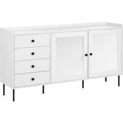 Beliani - Buffet Scandinave à 4 Tiroirs et 2 Portes Meuble de Rangement Métal Blanc Alcove