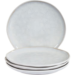 Beliani - Set de 4 Assiettes Plates en Grès Artisanal pour 4 Personnes Finition Émail Gris Clair Sesame