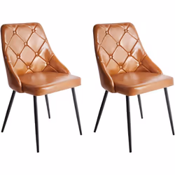 Ensemble de 2 chaises de salle à manger capitonnées. La pointe de l'élégance et de la modernité ! Ce lot de deux chaises au d ...