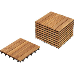 Beliani - Revêtement Extérieur Parquet de Jardin Patio Balcon Résistant aux Intempéries Base Plastique Bois d'Acacia Certifié Naturel Accettura