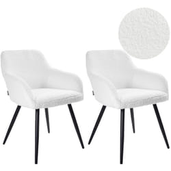 Lot de 2 Chaises de Salle à Manger en Bouclé Pieds en Métal Cuisine Blanc Cassé Casmalia