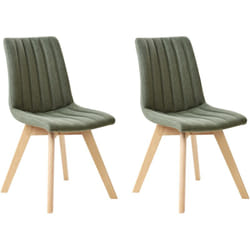 Beliani - Lot de 2 Chaises de Salle à Manger Pieds en Bois Massif Siège Rembourré en Tissu Polyester Vert Foncé Calgary