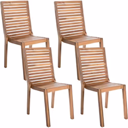 4 chaises pour salle à manger extérieur. Cet ensemble de chaises de salle à manger en bois d'acacia apporte une touche de bea ...