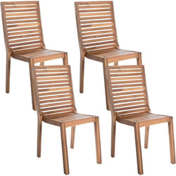 Beliani - Lot de 4 Chaises de Jardin Rustiques sans Accoudoirs Bois d'Acacia Marron Clair Ombriano