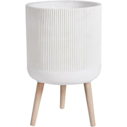 Beliani - Pot à Plantes en MgO 35 x 35 x 57 cm Jardinière Surélevé Rayé Intérieur Extérieur Rond Beige Clair Maclura