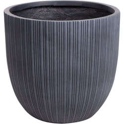Beliani - Pot de Fleurs en MgO 42 x 42 x 39 cm Intérieur Extérieur Rond Rayé Gris Graphite Fraxinus