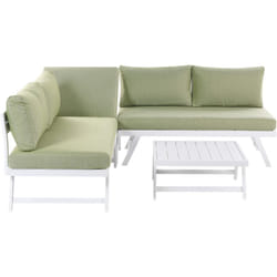 Canapé d'Angle Moderne Extérieur 5 Places Table Basse et Coussins Vert Coccorino