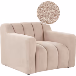 Fauteuil tapissé de style contemporain avec capitonnage décoratif. Ce fauteuil bouclé robuste apporte une touche d'élégance m ...