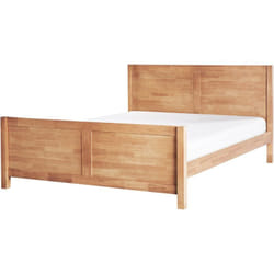Beliani - Lit Double Moderne en Bois d'Hévéa 160 x 200 cm avec Sommier à Lattes Bois Clair Champagnat