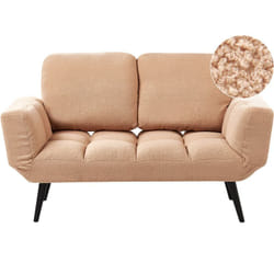Beliani - Canapé-lit Moderne 2 Places en Bouclé Accoudoirs Réglables Pieds en Métal Beige Sable Brekke