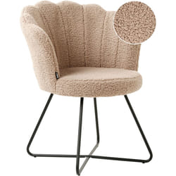 Beliani - Fauteuil Vintage en Bouclé Structure en Métal Assise Ronde sans Accoudoirs Dossier en Forme de Coquillage Beige Lovelock