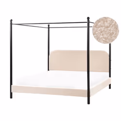 Lit à baldaquin Bouclé DANNEMOIS 180 x 200 cm Beige
