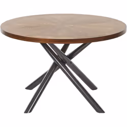 Table de repas moderne avec pieds croisés. Cette table de salle à manger ronde ajoute un charme industriel à toute cuisine ou ...