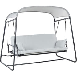 Beliani - Balançoire de Jardin Moderne Siège en Maille en Polyester Cadre en Acier Gris Clair Marsciano