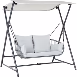 Balançoire d'extérieur avec auvent réglable. Transformez votre jardin en un espace de détente avec cette balançoire élégante, ...