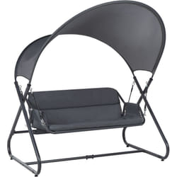 Beliani - Balançoire de Jardin Moderne Siège en Polyester avec Auvent en Maille Cadre en Acier Gris Foncé Solagna