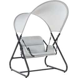 Beliani - Balançoire de Jardin Moderne Siège en Polyester avec Auvent en Maille Cadre en Acier Gris Clair Solagna
