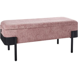 Banc de Rangement en Tissu Rembourré Pieds Couleur Noir Rose Warren