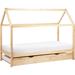 Beliani - Lit Gigogne Simple en Bois de Pin 90 x 200 cm avec Sommier à Lattes pour Enfants Bois Clair Crillon