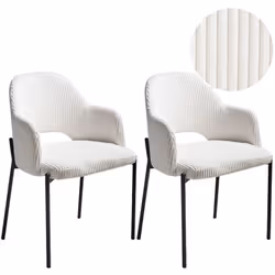 Ensemble de 2 chaises en velours côtelé tapissées. Avec son revêtement en velours côtelé et ses pieds en fer, cet ensemble de ...
