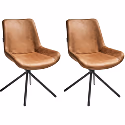 Chaises rembourrées en faux daim avec pieds croisés. Cet ensemble de deux chaises de salle à manger apporte une charmante tou ...