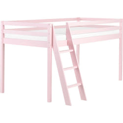 Beliani - Lit Simple Enfant Mi-Hauteur en Bois de Pin 90 x 200 cm avec Sommier à Lattes Rose Ascoux