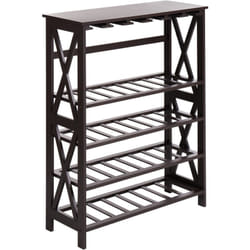 Beliani - Porte-Bouteilles Classique en mdf Pieds en Bois de Pin Casier à Vin et Verre Marron Foncé Rothesay