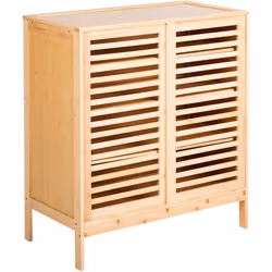Armoire avec portes coulissantes à lamelles élégantes. Organisez votre espace avec ce buffet polyvalent, fabriqué en bois de  ...