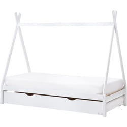 Lit Enfant Gigogne en Bois de Pin 90 x 200 cm avec Sommier à Lattes Blanc Talmontiers