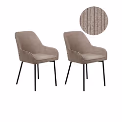 Lot de 2 chaises de salle à manger LOVERNA Velours côtelé Beige