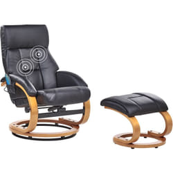 Beliani - Fauteuil Relax Massant et Chauffant Fonction Pivotante avec Repose-Pieds en Cuir pu Noir Force
