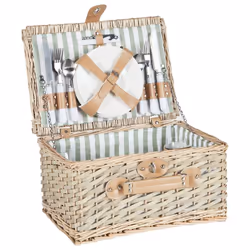 Panier pique-nique fait main pour 4 personnes. Profitez des moments printaniers en plein air grâce à cet élégant panier de pi ...