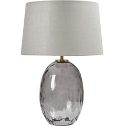Beliani - Lampe à Poser Moderne Minimaliste Base en Verre Abat-Jour Tambour en Tissu Gris Bonelli