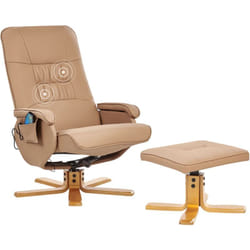 Beliani - Fauteuil Relax Massant avec Fonction Chauffage et Repose-pieds en Cuir pu Marron Clair Relaxpro