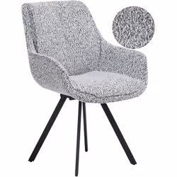 Chaise rembourrée avec base pivotante. Cette chaise de salle à manger moderne et contemporaine présente un motif moucheté noi ...