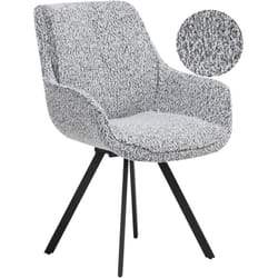 Chaise de Salle à Manger Pivotante Dossier Incurvé en Bouclé Noir et Blanc Marcellus