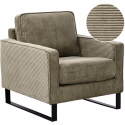 Fauteuil en velours côtelé. Ce fauteuil est doté d'une structure robuste, stable sur les pieds en acier inoxydable avec une é ...