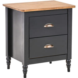 Beliani - Table de Chevet Retro Moderne à 2 Tiroirs Meuble de Rangement de Nuit Marron et Noir Shillington