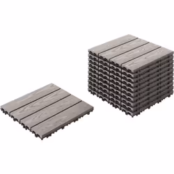 Revêtements de sol en WPC à emboîtement. Fabriquées en bois composite robuste, ces dalles de terrasse élégantes offrent un mé ...