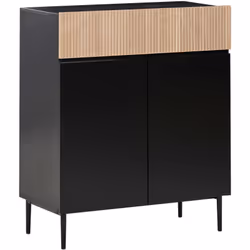 Buffet moderne à 2 portes avec façade nervurée. Ce buffet moderne à deux portes est une solution de rangement parfaite pour t ...