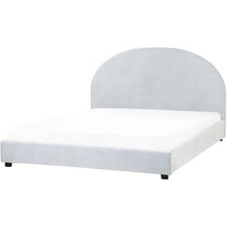 Beliani - Lit Double Minimaliste 160 x 200 cm Tête de Lit Demi-Ronde en Tissu Bleu Clair Vaucluse