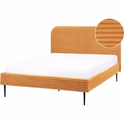 Cadre de lit capitonné en velours côtelé. Transformez votre chambre à coucher avec ce lit élégant et accueillant, conçu pour  ...