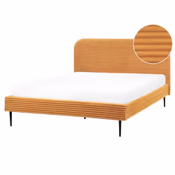 Lit avec sommier Velours côtelé FLAYAT 160 x 200 cm Orange