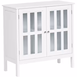 Armoire méditerranéenne avec étagères. Avec sa finition blanche classique et son élégante façade en verre, ce buffet apporte  ...