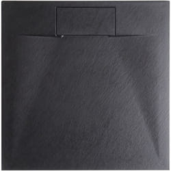 Beliani - Receveur de Douche Minimaliste 80 x 80 x 3 cm Écoulement smc Effet Pierre Naturelle Noir Azzuro
