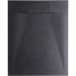 Receveur de Douche Minimaliste 80 x 100 x 3 cm Écoulement smc Effet Pierre Naturelle Noir Azzuro