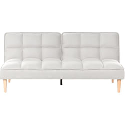Beliani - Canapé-lit 3 Places Convertible Clic-Clac Inclinable en Tissu Matelassé Blanc Cassé Siljan