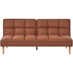 Beliani - Canapé-lit 3 Places Convertible Clic-Clac Inclinable en Tissu Matelassé Marron Doré Siljan