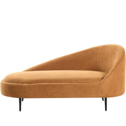Beliani - Chaise Longue à Droite Moderne en Tissu Pieds en Métal Rembourré Orange Valreas